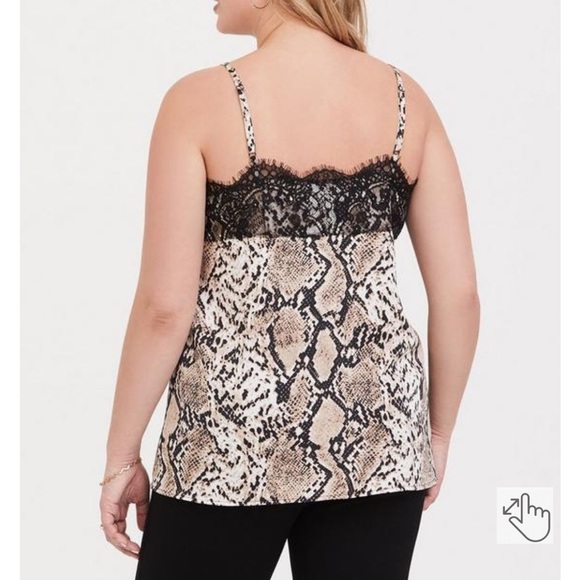 Torrid Snake Print Lace Cami Tank Top 2X Women’s   Black Brown 11806752 NWT. - Picture 6 of 6